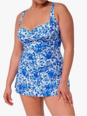 Blue Floral One-Piece Swimdress